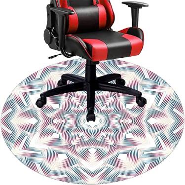 Imagem de Tapete de cadeira de mesa mandala, textura estilo mandala, tapete de cadeira de mesa para piso de madeira de escritório em casa, protetor de piso de pilha baixa, redondo 119 cm