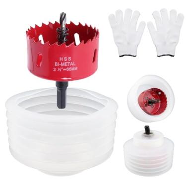 Imagem de Crapyt Serra de furo de 65 mm para luzes embutidas, cortador de furos com coletor de poeira para corte de metal de madeira e plástico, conjunto de kit de serra para teto, drywall, orifício de