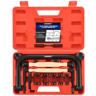 Imagem de DASBET Conjunto de compressor de mola de válvula e lapper de válvula com 4 placas de sucção | Kit de serviço de braçadeira de mola com braçadeira C sólida para motocicleta, ATV, carro, equipamento de