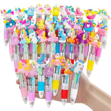 Imagem de 30 mini canetas multicoloridas em uma caneta fofa 4 em 1 para crianças, canetas esferográficas para aniversários e festas infantis, presentes divertidos, canetas kawaii de tinta sortidas (unicórnio)
