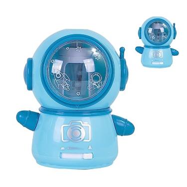 Imagem de Apontador de Lápis Elétrico Spaceman Dos Desenhos Animados Bonito Seguro Flexível para Sala de Aula Casa Portátil Apontadores de Lápis (Azul e Verde)