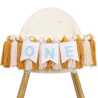 Imagem de Banner Tough Cookie One High Chair - Decorações de festa de primeiro aniversário, guirlanda de borla de fio amarelo marrom, suprimentos de quebra de bolo de 1º aniversário (banner de cadeira alta