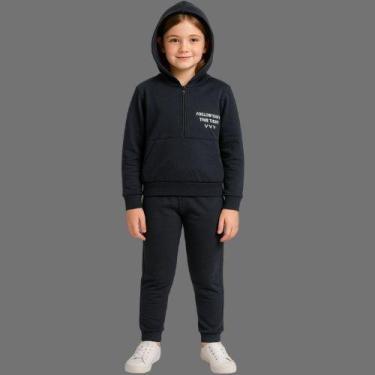Imagem de Conjunto Feminino Infantil com Capuz e Zíper Kely & Kety, 10, Preto