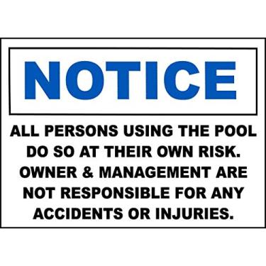 Imagem de Adesivos de vinil - Pacote - Adesivos de sinais de segurança e aviso e armazém - Use a piscina em seu próprio risco - Pacote com 3 (8,9 cm x 12,7 cm)