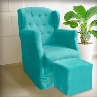 Imagem de Poltrona Amamentação Balanço Descanso Manu Com Puff Suede