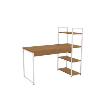 Imagem de Mesa de Escritório Industrial LI010 c/ 3 Prateleiras Canela/Branco - Kappesberg