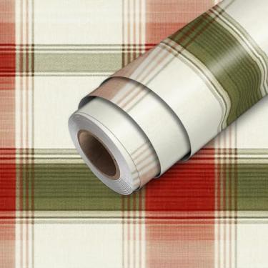 Imagem de HOMETITUTE Papel de parede xadrez tartã descascar e colar papel de parede 45 cm x 300 cm revestimento de parede de vinil removível autoadesivo quarto cozinha banheiro decoração de casa