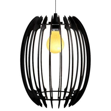 Imagem de Luminária Teto Tipo Pendente Grega Mdf - Completa Cor: Preta