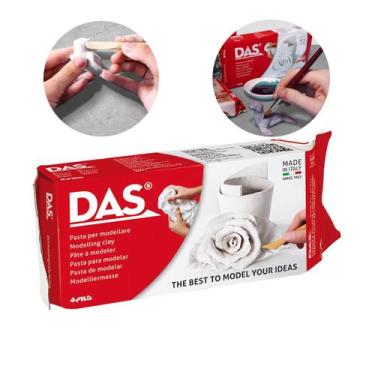 Imagem de Massa Cerâmica Fria DAS 500g Modelar Escultura Branca 387000