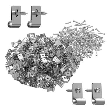 Imagem de Atotalof Pacote com 200 clipes de cerca de arame de metal com parafusos - Kit de grampos de cerca de arame - Monta fio calibre 12-16 em postes de cerca de madeira ou cerca de metal ou vinil