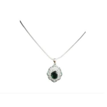 Imagem de Colar Em Zircônia Folheado A Prata Verde Esmeralda - 3Istore
