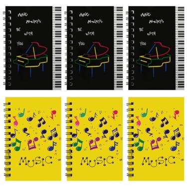 Imagem de Winterworm 6 Pads Music Themed Spiral Notebooks Small Pocket Memo Notepads Lined and Blank Journal Notebook Set for Home Office School Classroom Student Gifts,36 Sheets,3.2 x 4.7 Inch,2 Colors Cover