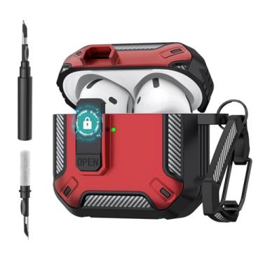 Imagem de Wanme Capa para AirPods 4, capa protetora rígida à prova de choque compatível com Apple AirPods 4ª geração para mulheres e homens, capa de proteção total para Airpod 4 com kit de limpeza, chaveiro