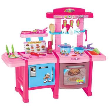 Imagem de Brinquedo Kit Cozinha Bancada Completa Geladeira Fogão Luz - Baby Styl