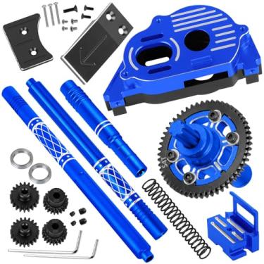 Imagem de BRCatWPark RC Upgrades Part for 1/10 Kraton 4S 4X4 RTR/Outcast 4S 4X4 RTR,Center Gearbox,Motor Mount,54T Spur Gear (20T 21T Pinions) w/Bearing & Center Drive Shaft,Navy Blue