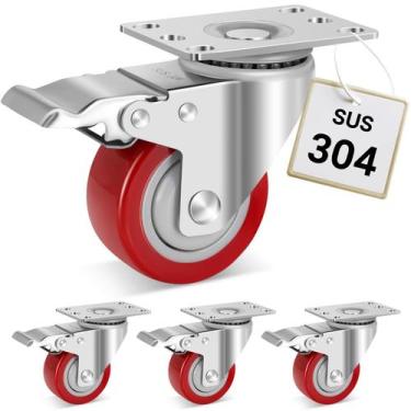 Imagem de Rodas Caster Wheels W B D WEIBIDA em aço inoxidável de 3 polegadas com