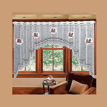 Imagem de Cortina Bando Renda Cascata Estampada Branca Sortida - Corti Lester