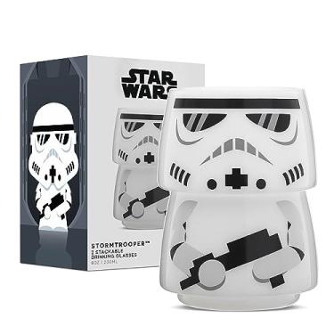 Imagem de JoyJolt Copos de bebida empilháveis Star Wars com personagens – Conjunto de 2 Stormtrooper de 2 com cabeça e corpo – Copos de vidro divertidos – Mercadoria Star Wars para bar ou cozinha