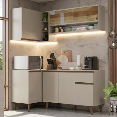 Imagem de Armário de Cozinha Completa de Canto 265 cm Crema Nice Madesa 01