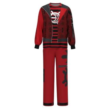 Imagem de Naeviwth Fantasia de Zombies 4 para meninos Victor Halloween Dress Up camiseta e calça 2 peças vermelha