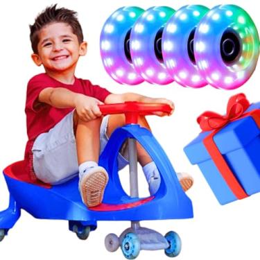Imagem de Carrinho Zippy Car com Rodas de LED Volante Anatômico Estrutura Reforçada Ideal para Crianças a partir de 3 Anos Suporta até 100kg rolima presente menino menina (Azul)