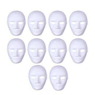 Imagem de Máscara de pintura em branco Toyvian DIY com tira elástica para Halloween com rosto inteiro Hip-Hop Dance Masks 10 peças (rosto macho)