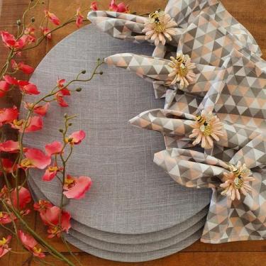 Imagem de Kit cinza jogo americano natal mesa abelhinha com 16 pçs - Criarte Opç