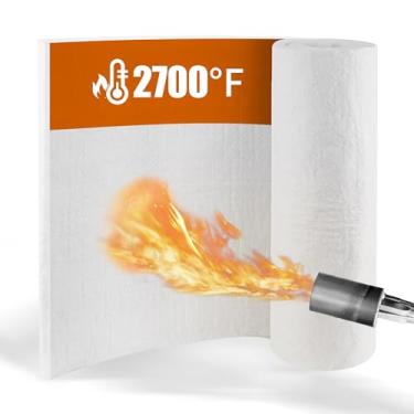 Imagem de Cobertor de isolamento de fibra cerâmica MMasters 365.8 cm*61.0 cm*2.5 cm, à prova de fogo e resistente ao calor até 1,482 °C, ideal para defletores de fogão a lenha, lareiras, forjas, forjas, fornos