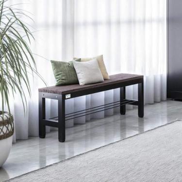 Imagem de Banco Reforçado em Aço e Madeira Plástica Escritório Preto - Isma