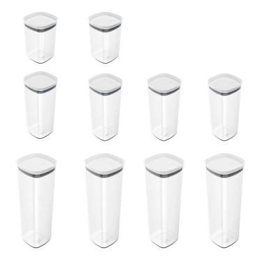 Imagem de Kit 10 Potes Herméticos Porta Mantimentos Alimentos Tampa