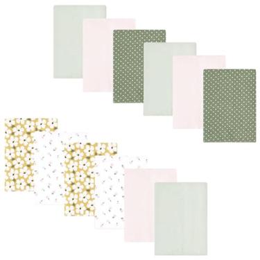 Imagem de Luvable Friends Hudson Baby Flanela Burp Panos, conjunto com 12 unidades, Jardim verde, 14x20 inches