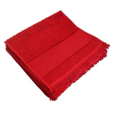 Imagem de 10 Toalha Social De Mão Visita Toalhinha do Boca com Barra em Etamine (Vermelho)
