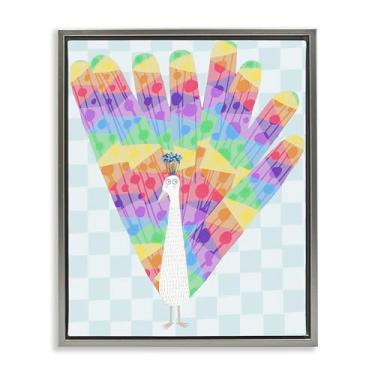 Imagem de Stupell Industries Arte de parede em tela flutuante cinza pavão arco-íris brilhante por Carla Daly, 53 x 43 cm