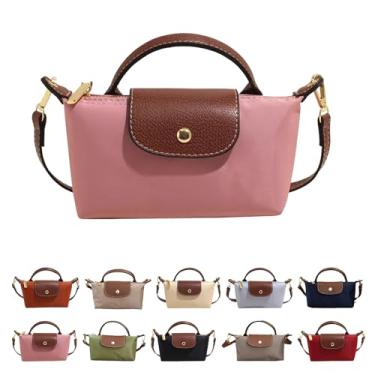 Imagem de Mini bolsa transversal feminina - bolsa de ombro com alça ajustável, bolsa pequena e espaçosa com bolsos com zíper para chaves de carteira de telefone, rosa, 7.5 inches, Simples
