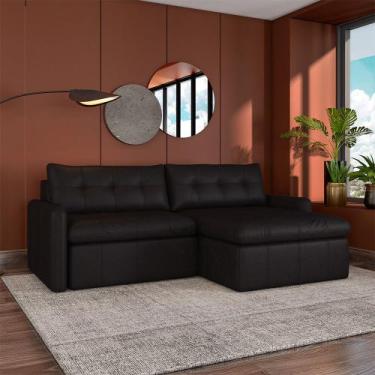 Imagem de Sofá Retrátil Bipartido Sala de Estar Belém 224cm Couro Borgonha Manch