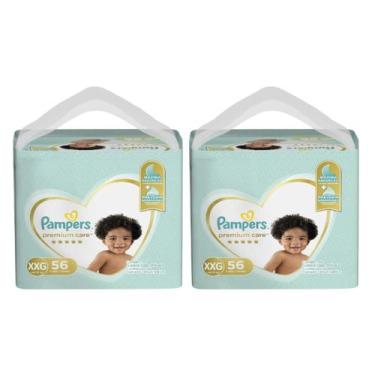 Imagem de Kit com 2 pacotes de fraldas pampers premium care infantil xxg 56