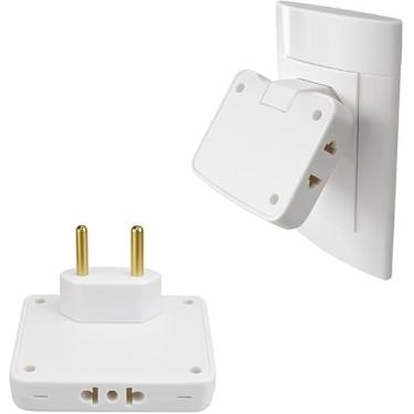 Imagem de Adaptador de Tomada T Articulado 3 Saídas 10A Benjamin Plug Universal Bivolt 110/220V Pino Redondo e Chato Compatível com Tomadas Tipo C Ideal para Viagem Casa Escritório Eletrodomésticos