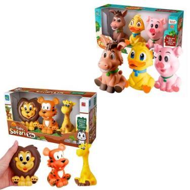 Imagem de Brinquedo Bebê De Apertar Animais Safari Farm 6 Unids Vinil - Cometa