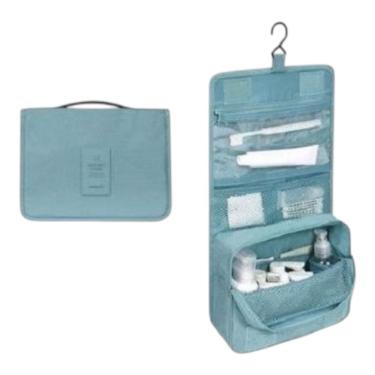 Imagem de Necessaire Em Nylon Organizadora Higiene Para Viagem Azul Piscina