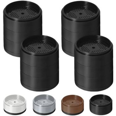 Imagem de Elevadores de cama 2.5 cm, 5.1 cm, 7.6 cm, 10.2 cm resistente, elevador de móveis ajustável para mesa, sofá, poltrona, geladeira, máquina de lavar, blocos empilháveis para elevação de cama (preto