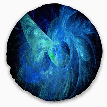 Imagem de Design azul no escuro ilustração fractal abstrata sala de estar, sofá, almofada de alta qualidade + capa de almofada impressa em ambos os lados 40 cm