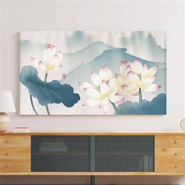 Imagem de Capa protetora contra poeira de TV universal com padrão floral 32-80 polegadas premium extensível LCD/LED para TVs planas/curvas, tecido elástico, capa protetora à prova de poeira-flor2||124.5-132.1