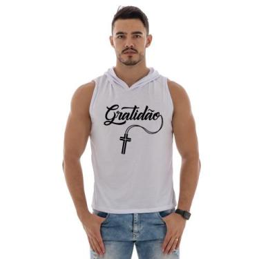 Imagem de Camiseta Regata Masculina Capuz Machão Academia Treino Gratidão - DuCh