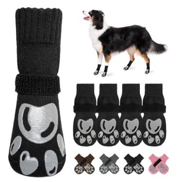Imagem de BEAUTYZOO Meias para cães para evitar lamber patas - botas de cachorro e protetores de patas com garras em pisos de madeira, sapatos para cães para pavimento quente/frio pequenas, médias grandes