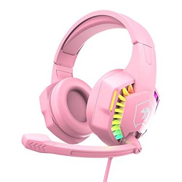 Imagem de MANBASNAKE Fone De Ouvido Gamer Com Microfone Para Controle Ps4, Pc, Xbox One E Ps5, Cancelamento Ruído, Ajustável, Luz Rgb Respirável, Graves Surround, Protetores Auriculares Macios Memória Laptop