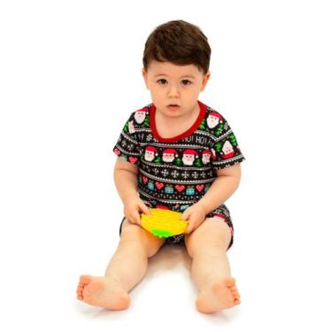Imagem de Pijama Body Baby Curto Natal Black - Alegria de Montar, 3 anos