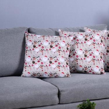 Imagem de Kit Capa Para Almofada Estampada Natalina 45cm x 45cm Com Zíper 04 Peç