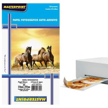 Imagem de Papel Foto Adesivo Glossy prova dagua A4 130g 20fls Premium Brilhante 