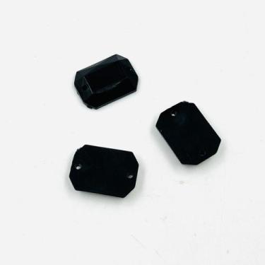 Imagem de Costura Chaton Retângulo Facetado Preto 18x13mm 30pçs 27g - Macall