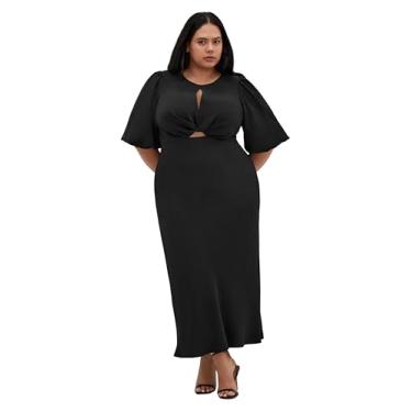 Imagem de City Chic Vestido feminino plus size - INES Puff Twist, Preto, 46